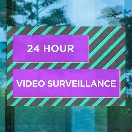 Cgsignlab | מעקב וידאו 24 שעות מעקב -בלוק מודרני נצמד חלון | 18 x12